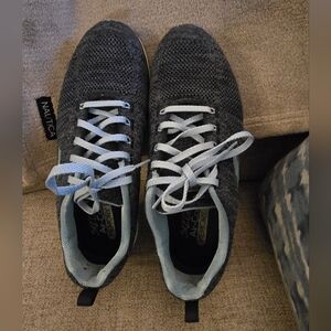 Skechers Women Charcoal and Light Blue Sneakers